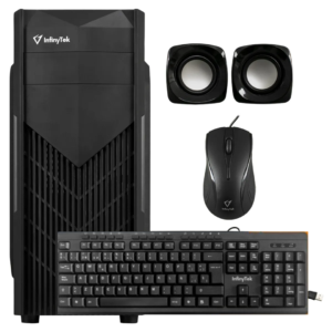 CASE COMBO INFINYTEK 5200 TECLADO MULTIMEDIA  SC744 + MOUSE M104 + PARLANTES + FUENTE BLACK 850WTS 2 PUERTOS USB FRONTAL - 5200