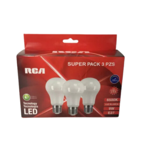 FOCO BOMBILLO RCA LED 6500K  9W SUPER PACK 3 PZS 4R98007