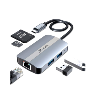 HUB ADAPTADOR  5 EN 1 BYL-2112 PUERTO USB-C A USB 3.0 & 2.0 SD TF LAN