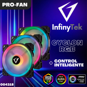 VENTILADOR PARA CASE INFINYTEK 120MM DUAL RINGS RGB COMBO X 3 INCLUYE CONTROL INTELIGENTE